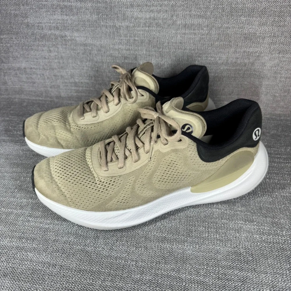 Lululemon Mens Beyondfeel Running Shoes 12 Khaki Tan Black Comfort Athletic
